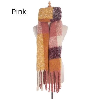 Coarse Fringed Plaid Stripes Scarf