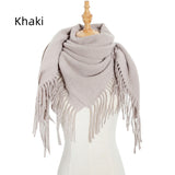 Bristle Solid Color Tassel Square Scarf