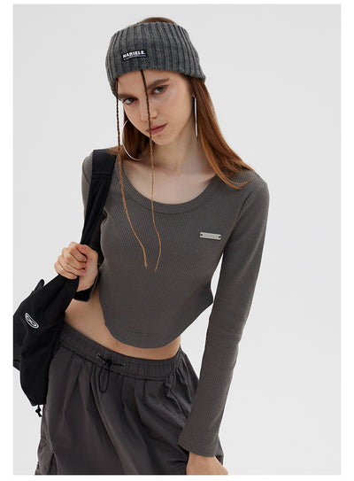 Short Long Sleeve Slim Top T-shirt