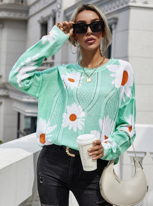 Printed Pullover Loose Sweater
