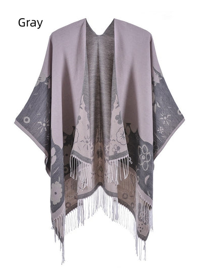 Fringed Floret Warm Split Sape Shawl