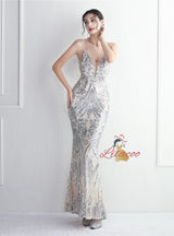 Sexy Spaghetti Straps Sequins Prom Dress