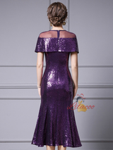 Burgundy Sequins Beading Mother Of The Bride Dress