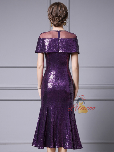 Burgundy Sequins Beading Mother Of The Bride Dress