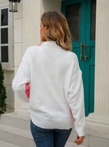 Pullover Zipper Loose Lapel Pullover Sweater