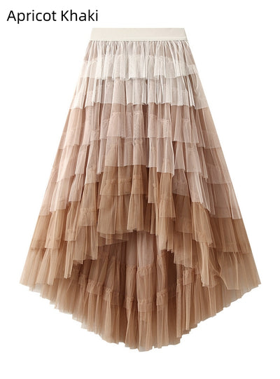 Irregular Cake High Waist Gauze Skirt