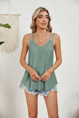 Solid Color V-neck Suspender Vest Loose T-shirt