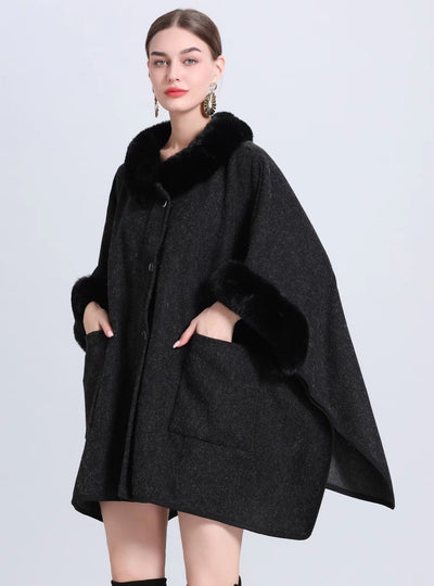 Loose Pocket Knit Cardigan Cloak Shawl