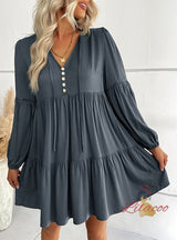 Casual Short Loose V-neck Dress