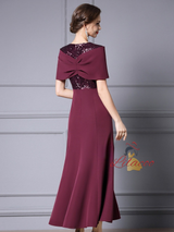 Gold Sequins Beading Crystal Mother Of The Bride Dress