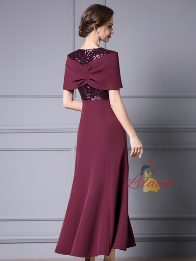 Gold Sequins Beading Crystal Mother Of The Bride Dress