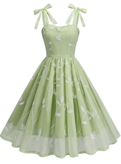 Suspender Embroidered Retro Hepburn Dress