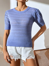 Pullover Short Sleeve Solid Color Sweater