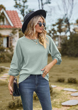 Round Neck Stitching Long Sleeve T-shirt