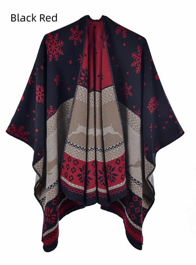 Split Scarf Shawl Double-sided Knitted Shawl