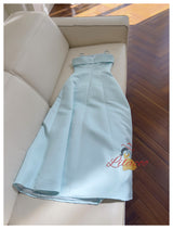 Blue Spaghetti Straps 3D Flower Prom Dress