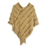 V-neck Solid Color Knitted Plush Shawl