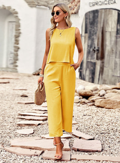 Sleeveless Top Trousers Two-piece Suit
