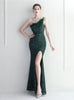 One Shoulder Mermaid Sequins Split Prom Dress