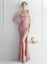 Mermaid Sequins Spaghetti Straps Prom Dress