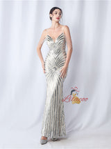 Mermaid Sequins Beading Spaghetti Straps Prom Dress