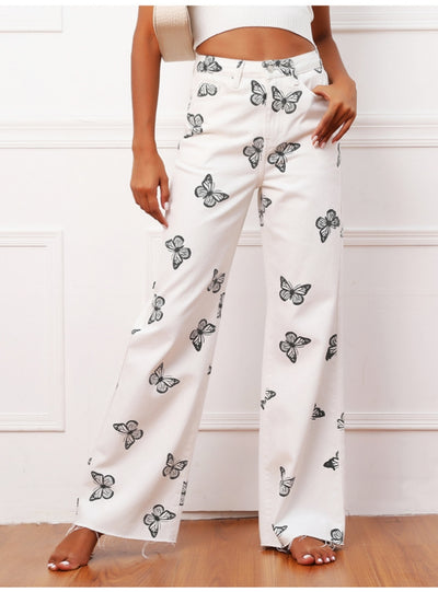 Loose Casual High Waist Straight Wide-leg Pants