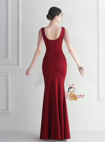 Split Beading Mermaid Prom Dress