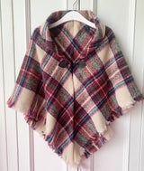 Lapel Horn Buckle Plaid Cloak Shawl