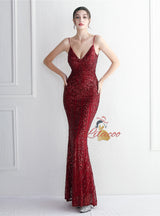 Mermaid Sequins Spaghetti Straps Prom Dress