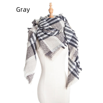 Plaid Triangle Scarf Pink Scarf Shawl