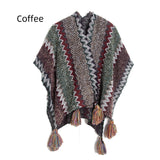 Ethnic Color Knitted Split Shawl