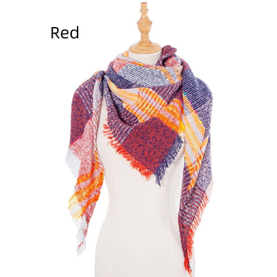 Ribbon Plaid Autumn and Winter Triangle Scarf