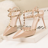Patent Leather Metal Rivet Roman Sandals