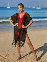 Beach Openwork Knitted Tassel Bikini Cover Up