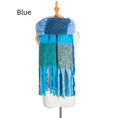 Thickened Thick Fringed Plaid Scarf Shawl