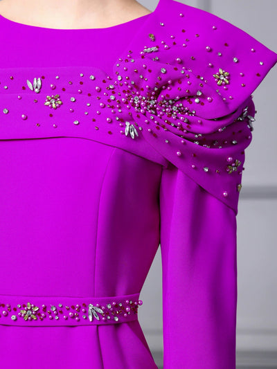 Burgundy Sheath Crystal Mother of the Bride Dress