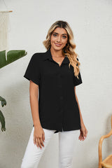 Casual Loose Short-sleeved V-neck Shirt