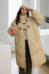 Long Horn Button Cotton Down Coat