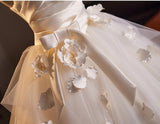 Ivory White 3D Flower Wedding Dress
