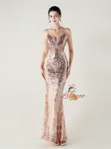 Mermaid Spaghetti Straps Beading Prom Dress