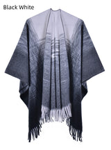 Gradient Knitted Split Cloak Shawl