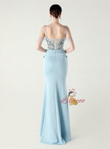 Memraid Spaghetti Straps Appliques Prom Dress