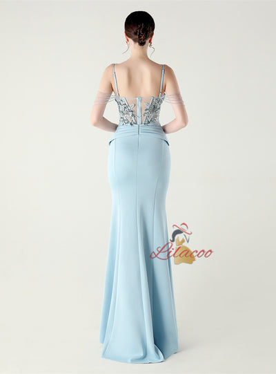 Memraid Spaghetti Straps Appliques Prom Dress