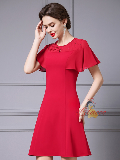 Pink Scoop Neck Beading Mother Of The Bride Dress