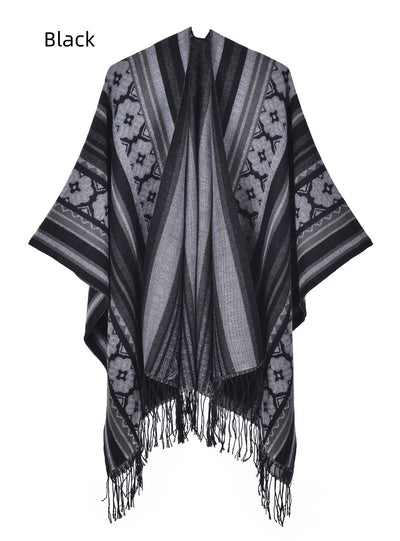 Women's Retro Tassel Split Shawl