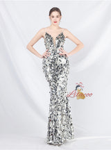 Mermaid Sequins Spaghetti Straps Prom Dress