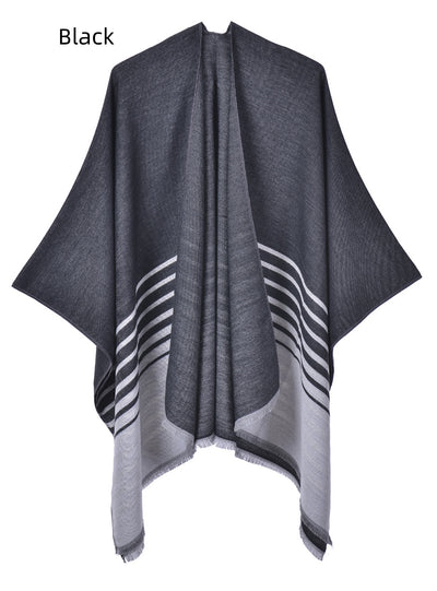 Double-sided Tassel Split Knitted Warm Cloak