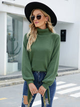 Long Sleeve Knit Loose Pullover Turtle Neck Sweater