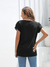 Spliced Sleeve V-neck Short-sleeved Chiffon Shirt