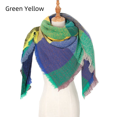 Thickened Warm Shawl Prickly Plaid Square Scarf